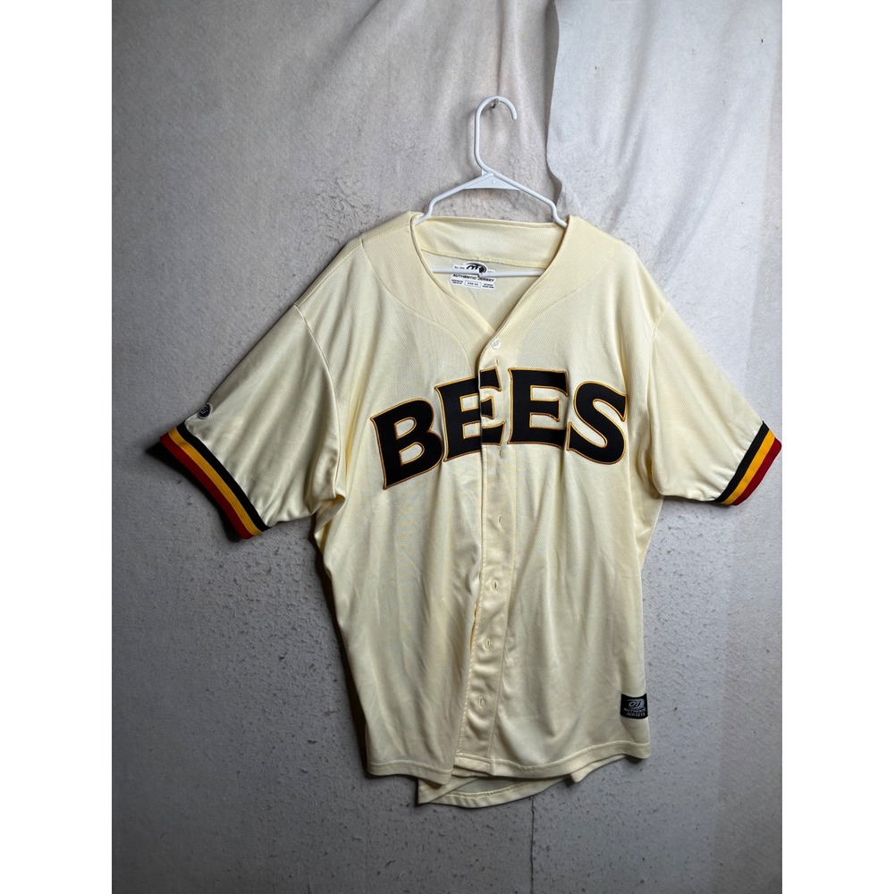 OT Authentic Salt Lake Bees Baseball Jersey Cream Mens Pro 50 MiLB Button Up